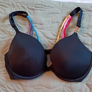 Victoria's Secret Black Bra with Colorful Straps